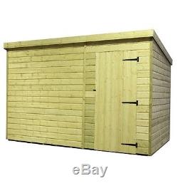 10x6 Garden Shed Shiplap Pent Roof Tanalised Pressure Treated Door Right
