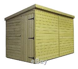 10x6 Garden Shed Shiplap Pent Tanalised Pressure Treated Door Left End