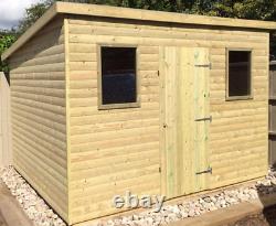 10X6 Pent Wooden Garden Shed Pressure Treated 14mm Heavy Duty Pent Storage Shed
