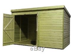10x8 Garden Shed Shiplap Pent Roof Tanalised Double Door Left Tongue And Groove