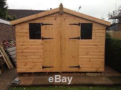 10x8 Reverse Apex Wooden Garden Shed 13mm T/g 3x2 Cls Framing 1 Thick Floor