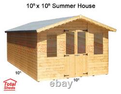 10 x 10 SUPREME SUMMER HOUSE LOG CABIN WOODEN SHED TOP QUALITY GRADED TIMBER