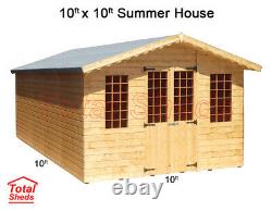 10 x 10 SUPREME SUMMER HOUSE LOG CABIN WOODEN SHED TOP QUALITY GRADED TIMBER