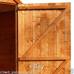10' x 10ft WOODEN GARDEN SHED WINDOWLESS WOOD SHEDS DOUBLE DOORS NEW Un Used