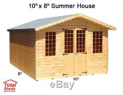 10 x 8 SUPREME SUMMER HOUSE LOG CABIN WOODEN GARDEN SHED HIGH QUALITY TIMBER