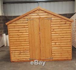 10 x 8 Wooden Garden Shed loglap 12mm Windowless With Double Doors