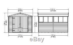 10 x 8 Wooden Overlap Garden Shed with Double Doors and Six Windows