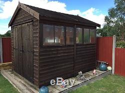 10 x 8 heavy duty garden shed / workshop with slatted roof excellent condition
