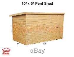 10ft X 5ft Pent Garden Shed Top Quality Wooden Timber