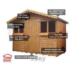 10ft X 6ft Garden Shed Summer House With +1ftoverhang High Quality Wooden Timber