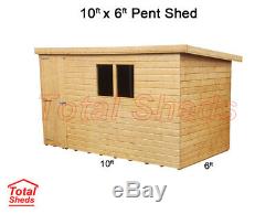 10ft X 6ft Pent Garden Shed Top Quality Wooden Timber
