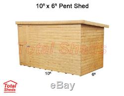 10ft X 6ft Pent Garden Shed Top Quality Wooden Timber