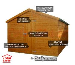 10ft X 8ft Apex Garden Shed Top Quality Wooden Timber