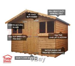 10ft X 8ft Garden Shed Summer House With +1ftoverhang High Quality Timber Wooden