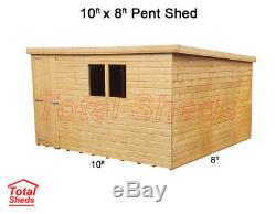 10ft X 8ft Pent Garden Shed Top Quality Wooden Timber