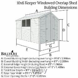 10ft x 6ft Overlap Garden Storage Wooden Shed Double Door Window Apex Roof Felt