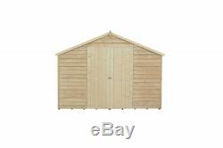 10x10 GARDEN TIMBER SHED WOOD PRESSURE TREATED DOUBLE DOORS STORE 10FT WINDOWS