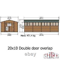 10x20 Overlap Double Door Garden Storage Outdoor Wooden Shed