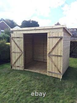 10x4 GARDEN SHED TANALISED T&G WOODEN STORE DOUBLE DOOR PENT STYLE HUT