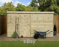 10x4 Garden Shed Shiplap Pent Roof Tanalised Pressure Treated Door Right End