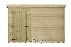 10x5 Garden Shed Shiplap Pent Roof Tanalised Pressure Treated Door Left