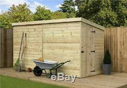 10x5 Garden Shed Shiplap Pent Roof Tanalised Pressure Treated Door Right End