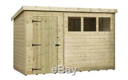10x6 Garden Shed Shiplap Pent Shed Tanalised Windows Pressure Treated Door Left