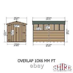 10x6 Overlap Double Door Apex Garden Storage Outdoor Wooden Shed