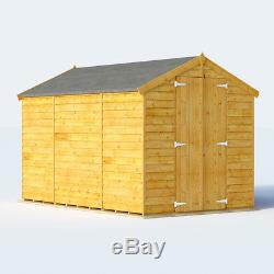 10x6 Overlap Garden Wooden Shed Windowless Double Door Apex Roof & Felt 10FT 6FT