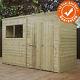 10x6 Pressure Treated Wooden Garden Storage Shed Pent Roof Double Door Waltons