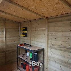 10x6 Pressure Treated Wooden Garden Storage Shed Pent Roof Double Door Waltons