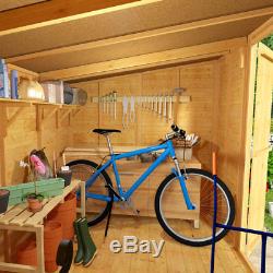 10x6 Tongue & Groove Garden Wooden Shed Windowless Double Door Pent Roof & Felt