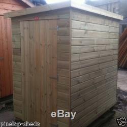 10x6 WOODEN GARDEN SHED STORAGE PENT TIMBER HUT TANALISED FULLY T&G ANTI ROT