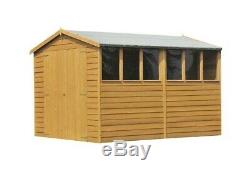 10x6 Wooden Garden Overlap Shed with Double Doors and Six Windows 10ft x 6ft