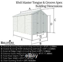 10x6 ft Tongue & Groove Wooden Shed Outdoor Garden Tool Storage Wood Bike Store