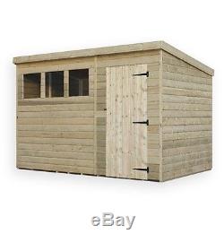 10x7 Garden Shed Shiplap Pent Tanalised Windows Pressure Treated Door Right