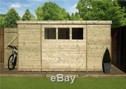 10x7 Garden Shed Tongue And Groove Pent Shed Tanalised 3 Window Pressure Treated