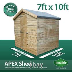10x7 Pressure Treated Tanalised Apex Shed Quality Tongue and Groove 10FT x 7FT