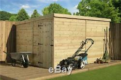 10x8 Garden Shed Shiplap Pent Tanalised Pressure Treated Door Left End