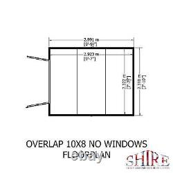 10x8 Overlap Double Door No windows Garden Storage Outdoor Wooden Shed