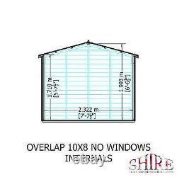 10x8 Overlap Double Door No windows Garden Storage Outdoor Wooden Shed