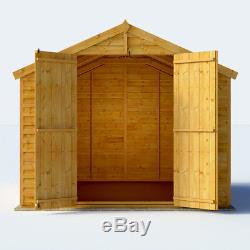 10x8 Overlap Garden Wooden Shed Windowless Double Door Apex Roof & Felt 10FT 8FT