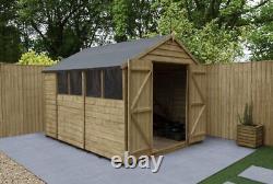 10x8 Overlap Pressure Treated Apex Double Door Wooden Shed Installation Option
