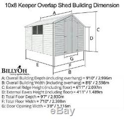 10x8 Overlap Wooden Shed Windowed Double Door Apex Roof Felt Garden Sheds 10x8ft
