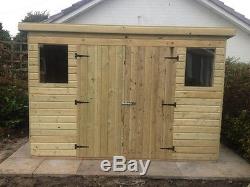 10x8 PENT GARDEN SHED HEAVY DUTY Double Doors fully Tanalised £589 (SECONDS)