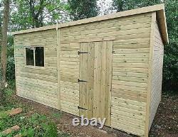 10x8 Pent Wooden Garden Shed Tanalised Heavy Duty Pressure Treated Storage Shed