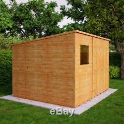 10x8 Pent Wooden Garden Shed Tongue &Groove Shiplap Cladding Offset Double Doors