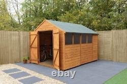 10x8 Shiplap Dip Treated Apex Double Door Wooden Shed Installation Option