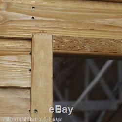 10x8 Shiplap Wooden Garden Shed Single Door, Pent Roof Felt & Floor, Windows
