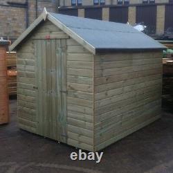 10x8 Tanalised Wooden Apex Garden Shed T&G Throughout Hut Pressure Treated Store